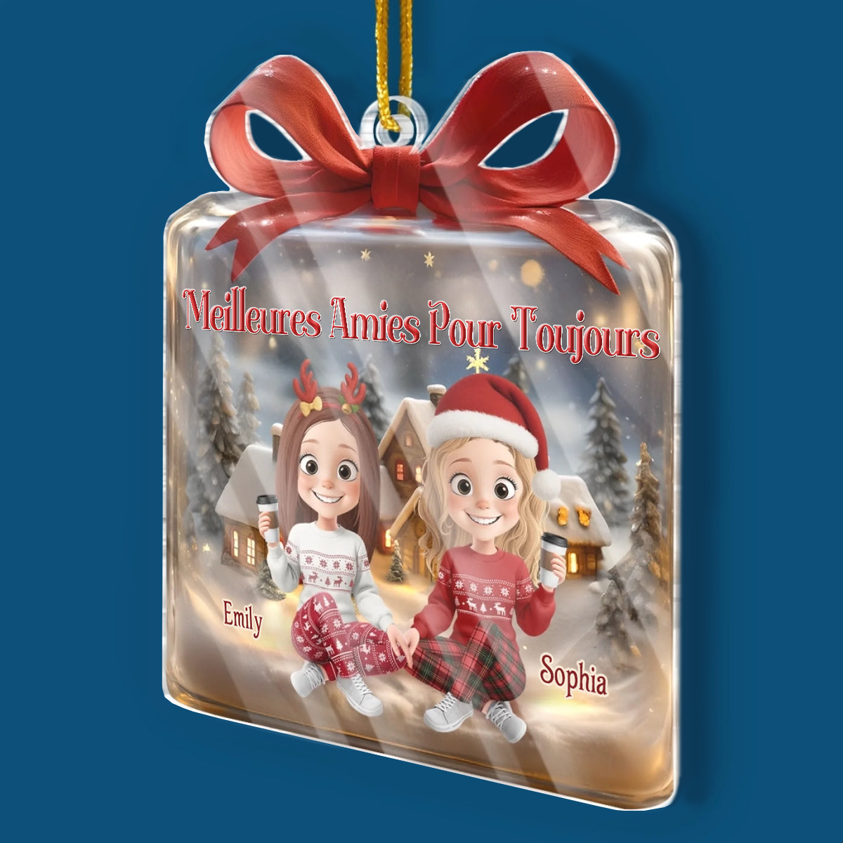 Pendentif de Noël personnalisé en acrylique, cadeau pour meilleure amie et sœur