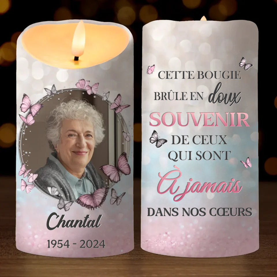 En souvenir affectueux de... – Bougie LED funéraire personnalisée avec photo