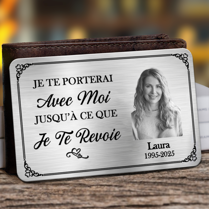 Carte de portefeuille personnalisée avec photo – Souvenir de deuil