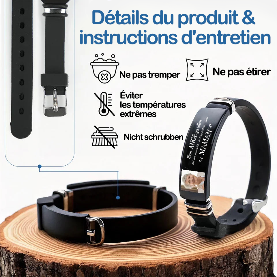 Bracelet en silicone personnalisé Ange gardien – Cadeau de deuil
