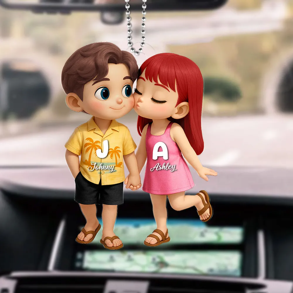 Porte-clés de voiture personnalisé en acrylique – Cadeau estival pour couples