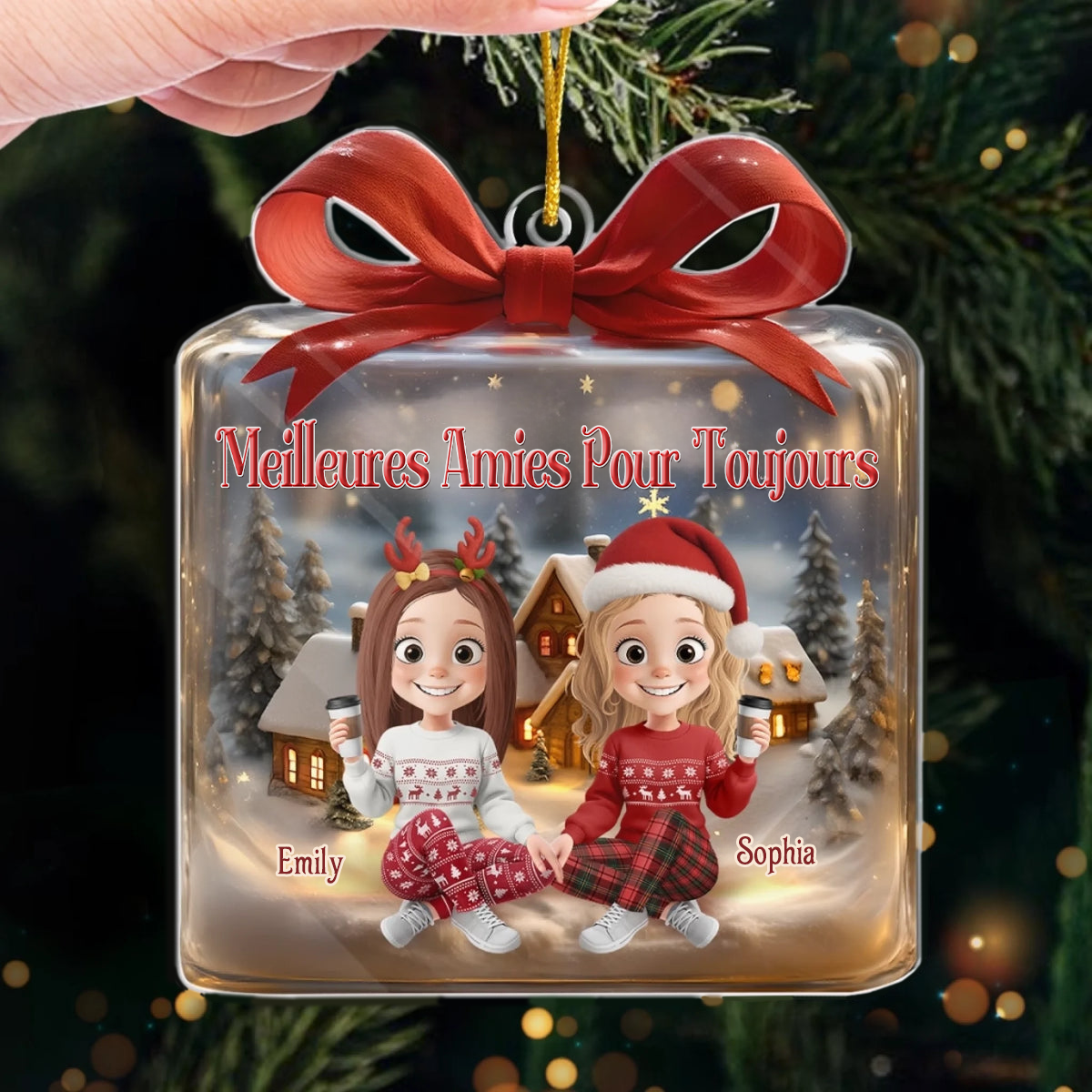Pendentif de Noël personnalisé en acrylique, cadeau pour meilleure amie et sœur