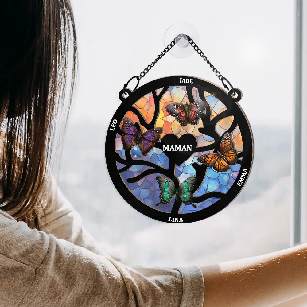 Papillons – Attrape-soleil personnalisé avec prénoms, cadeau pour Mamie, Maman et la famille