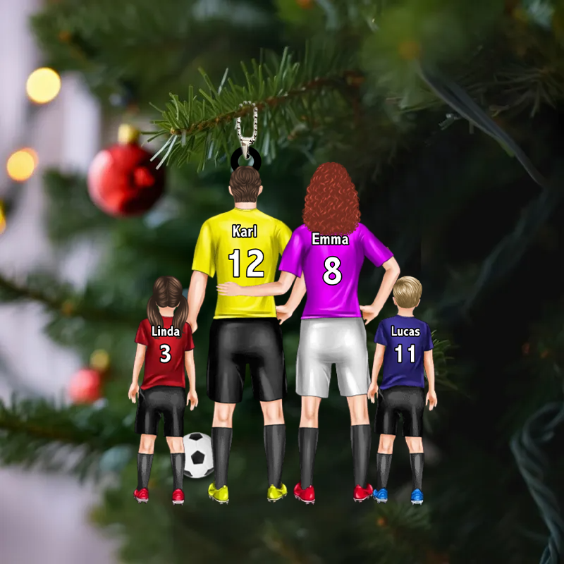 Famille de football – Pendentif en acrylique personnalisé avec parents et enfants