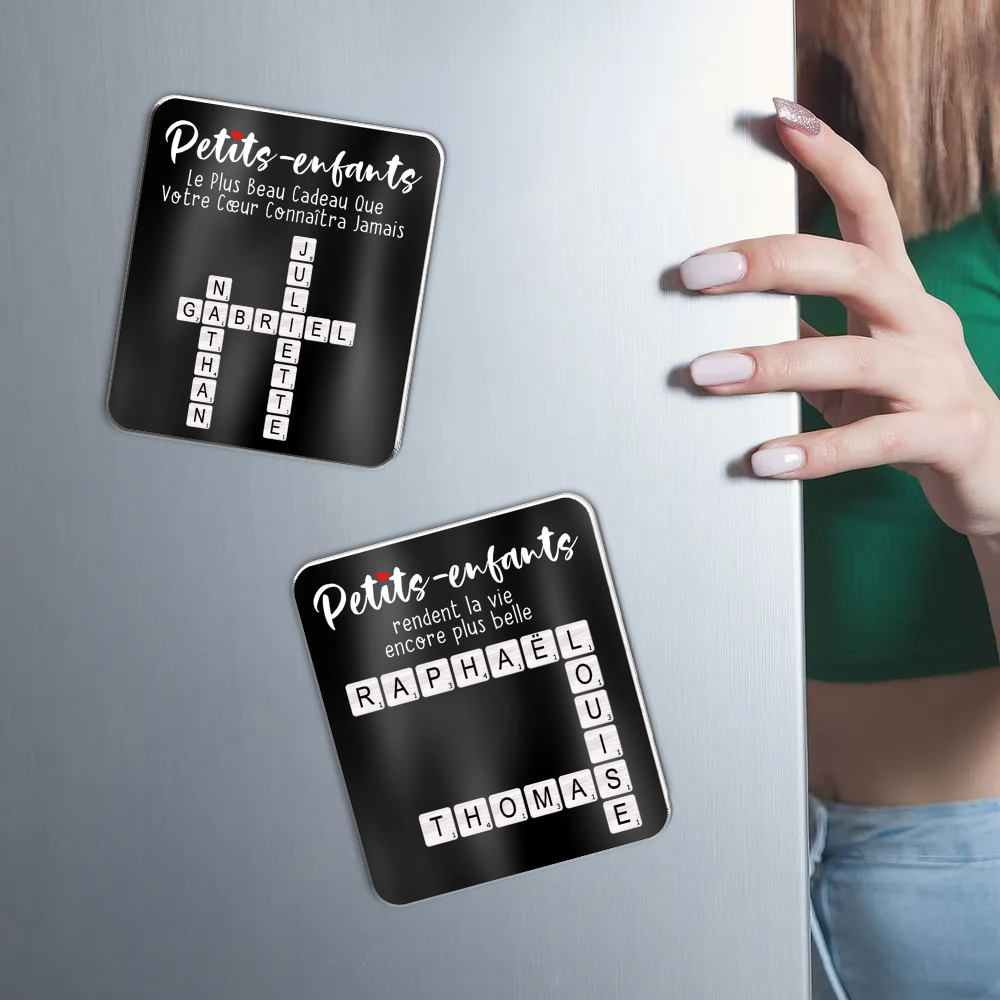 Magnet de réfrigérateur en acrylique personnalisé – Mots croisés – Cadeau pour Mamie