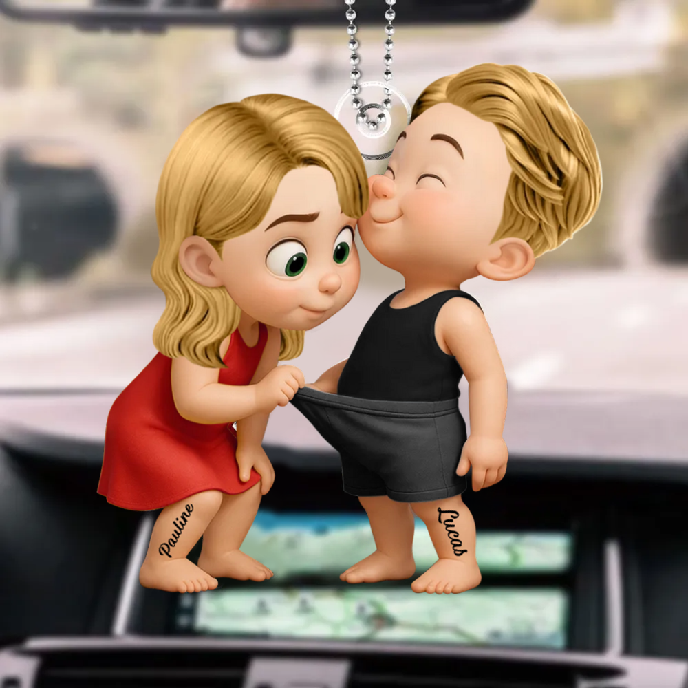 Pendentif en acrylique personnalisé avec noms, cadeau pour couple