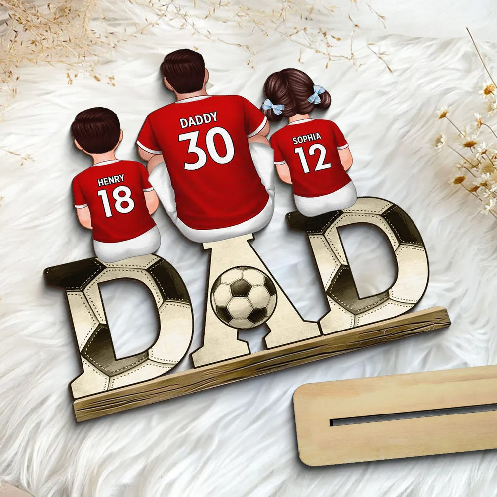 Panneau en bois personnalisé "Football DAD" – Cadeau père-enfants pour Papa