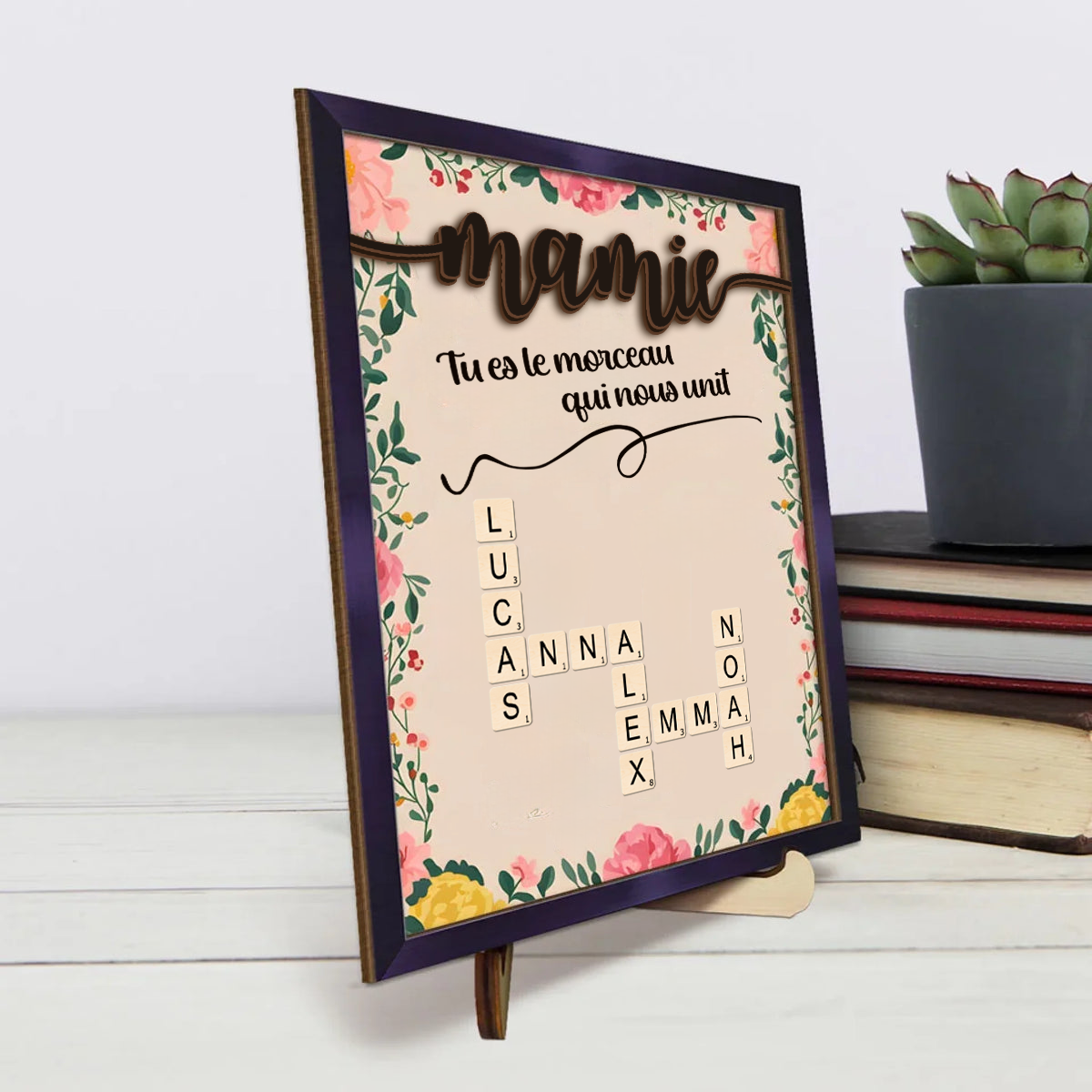 Tu es la pièce – Plaque en bois personnalisée avec mots croisés