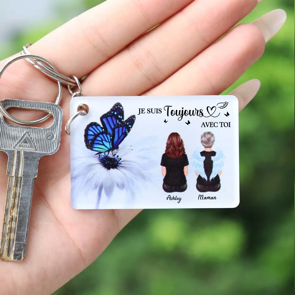 Toujours avec toi – Porte-clés personnalisé en acrylique, souvenir de deuil