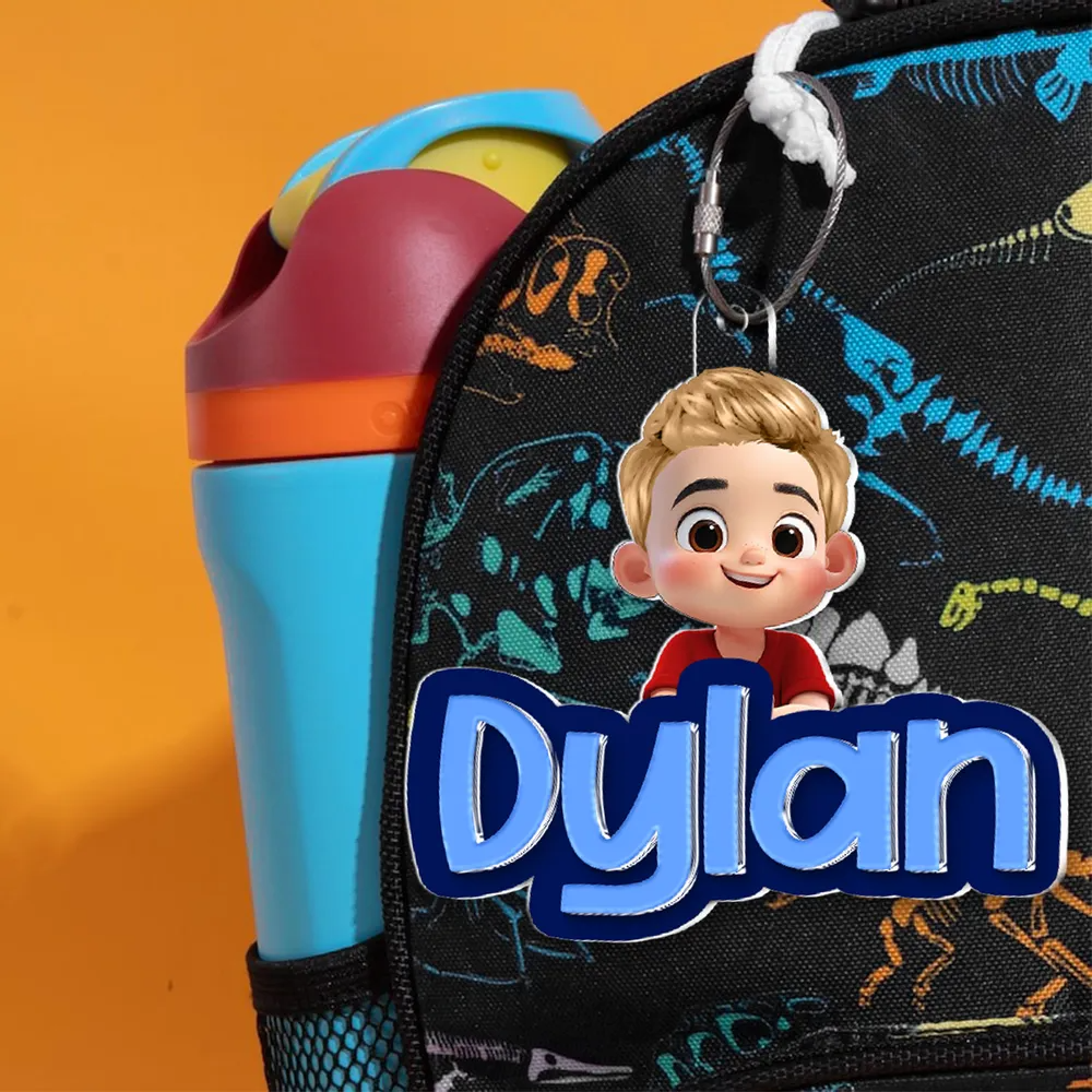 Porte-clés en acrylique personnalisé avec enfant et prénom – Cadeau pour enfants et maman