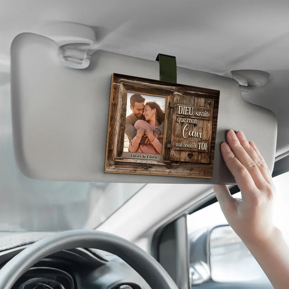 Clip pare-soleil personnalisé avec cadre photo – Cadeau pour couples