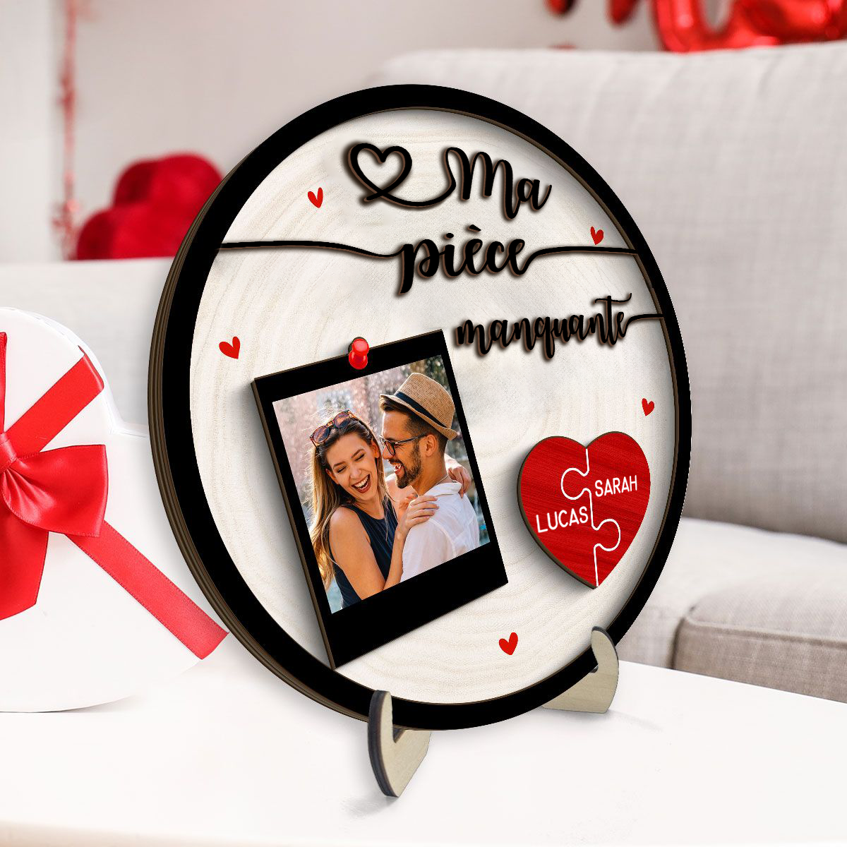 Plaque en bois personnalisée – « Ma moitié manquante » Cadeau pour couple