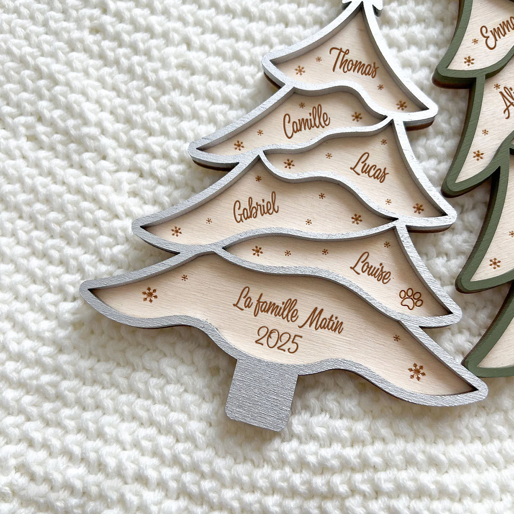 Orement pour sapin de Noël avec sapin et nom Pendentif de Noël personnalisé