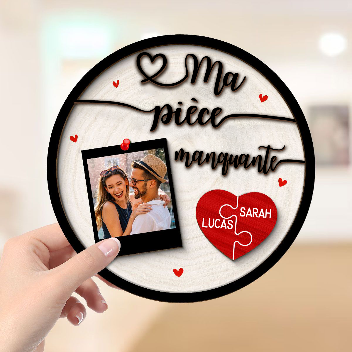 Plaque en bois personnalisée – « Ma moitié manquante » Cadeau pour couple