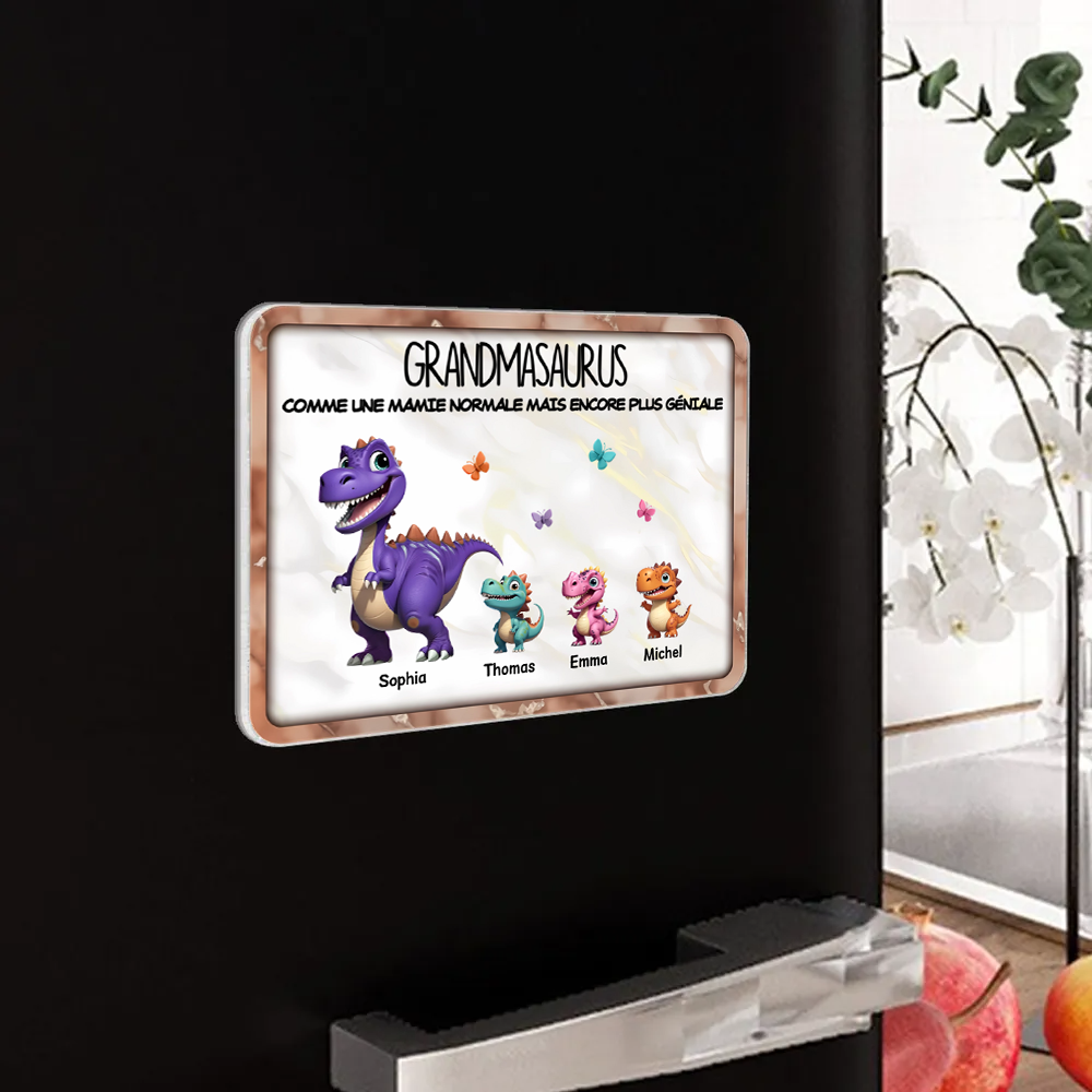 Maman/Mamie Dinosaure – Magnets de réfrigérateur en acrylique personnalisés