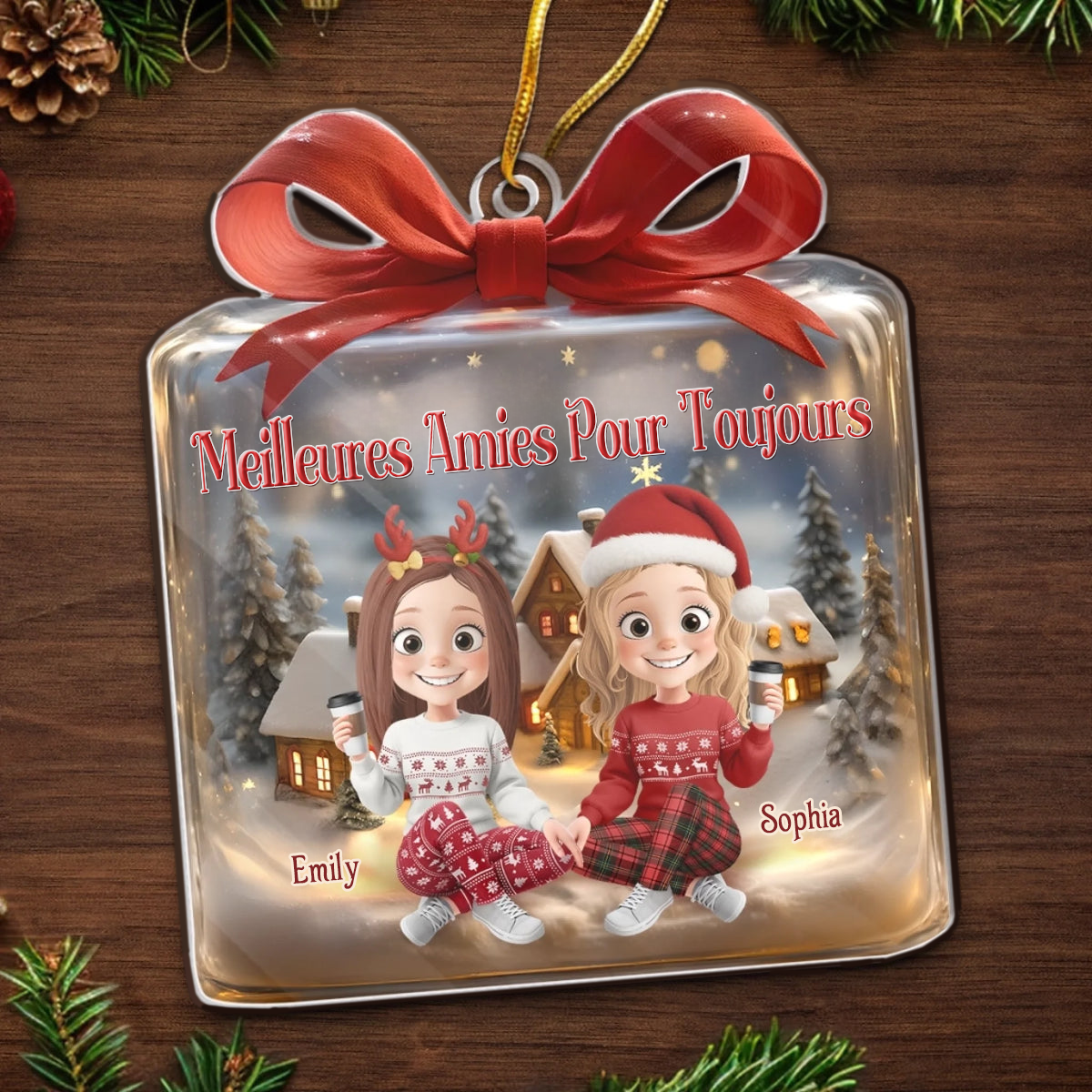 Pendentif de Noël personnalisé en acrylique, cadeau pour meilleure amie et sœur