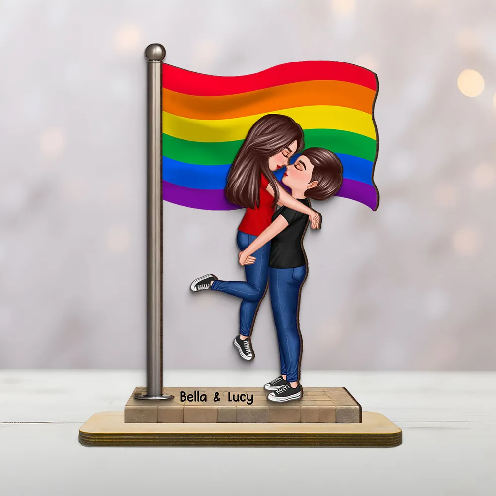 Panneau en bois personnalisé à 2 couches avec drapeau – Cadeau pour couple