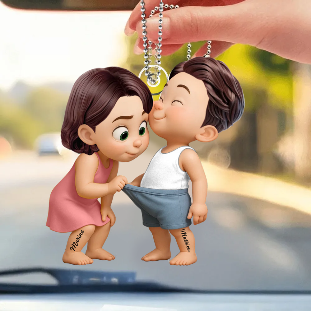 Pendentif en acrylique personnalisé avec noms, cadeau pour couple