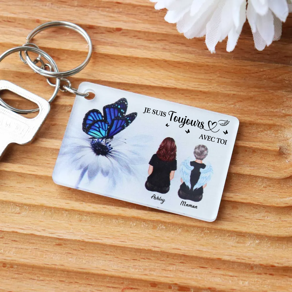 Toujours avec toi – Porte-clés personnalisé en acrylique, souvenir de deuil