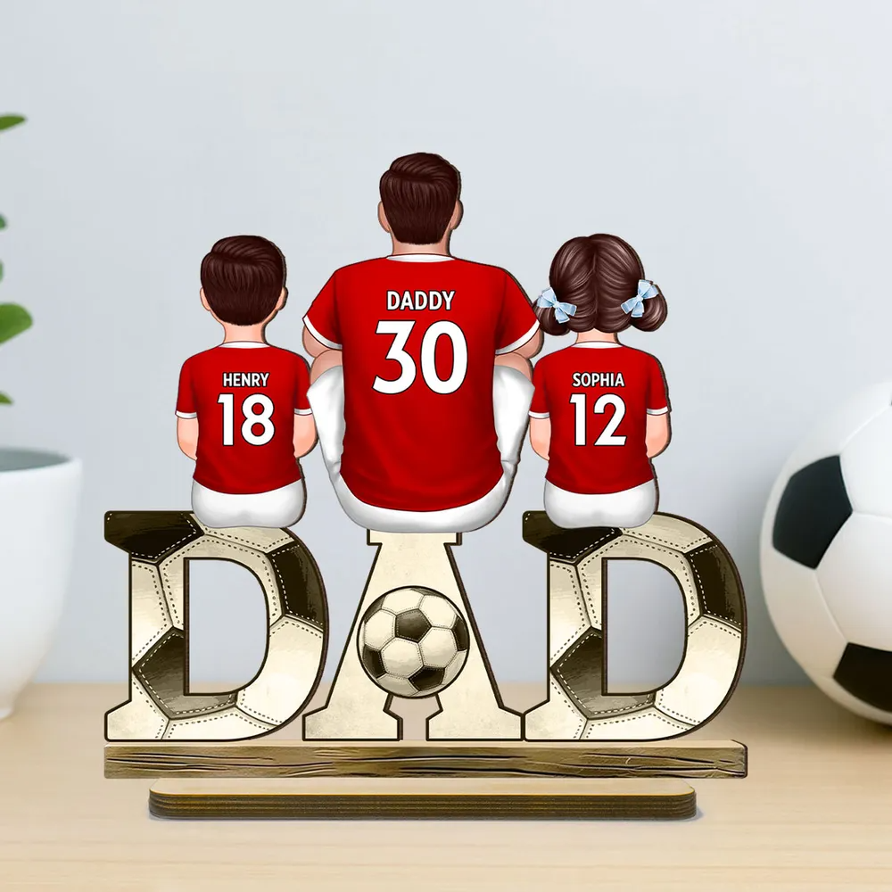 Panneau en bois personnalisé "Football DAD" – Cadeau père-enfants pour Papa