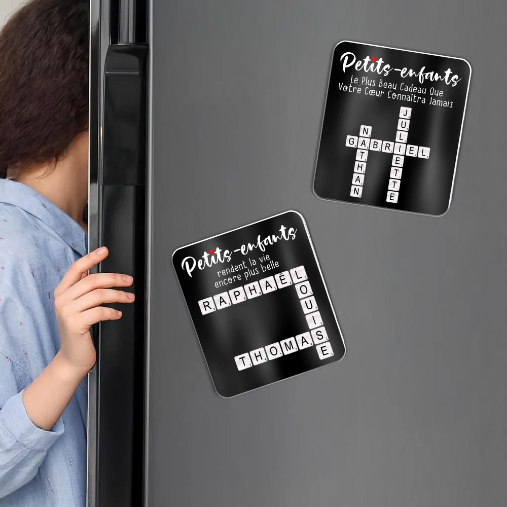 Magnet de réfrigérateur en acrylique personnalisé – Mots croisés – Cadeau pour Mamie