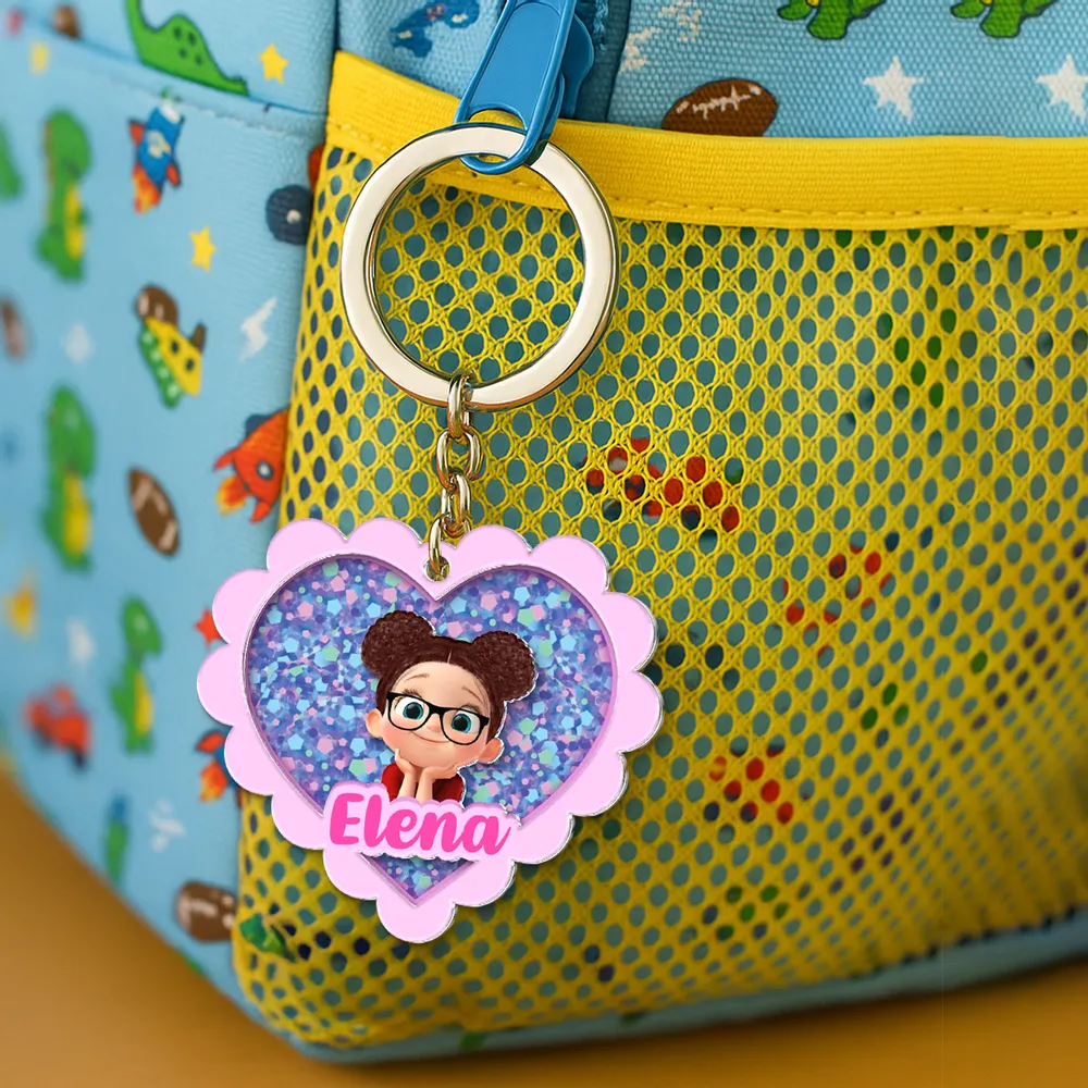 Porte-clés en acrylique avec cœur et nom – Cadeau pour enfants