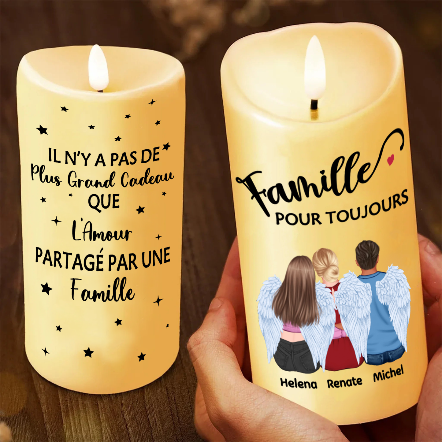 Bougie LED personnalisée pour la famille et les meilleurs amis