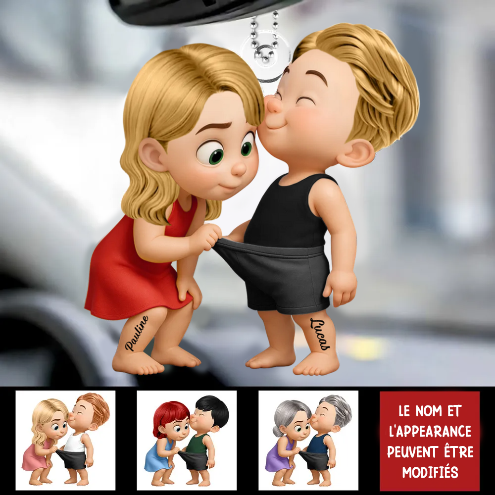 Pendentif en acrylique personnalisé avec noms, cadeau pour couple