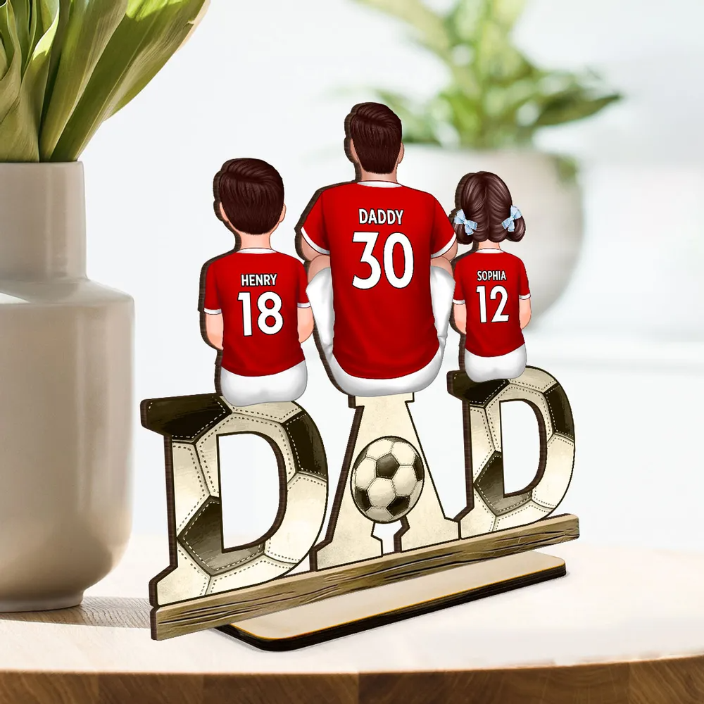 Panneau en bois personnalisé "Football DAD" – Cadeau père-enfants pour Papa