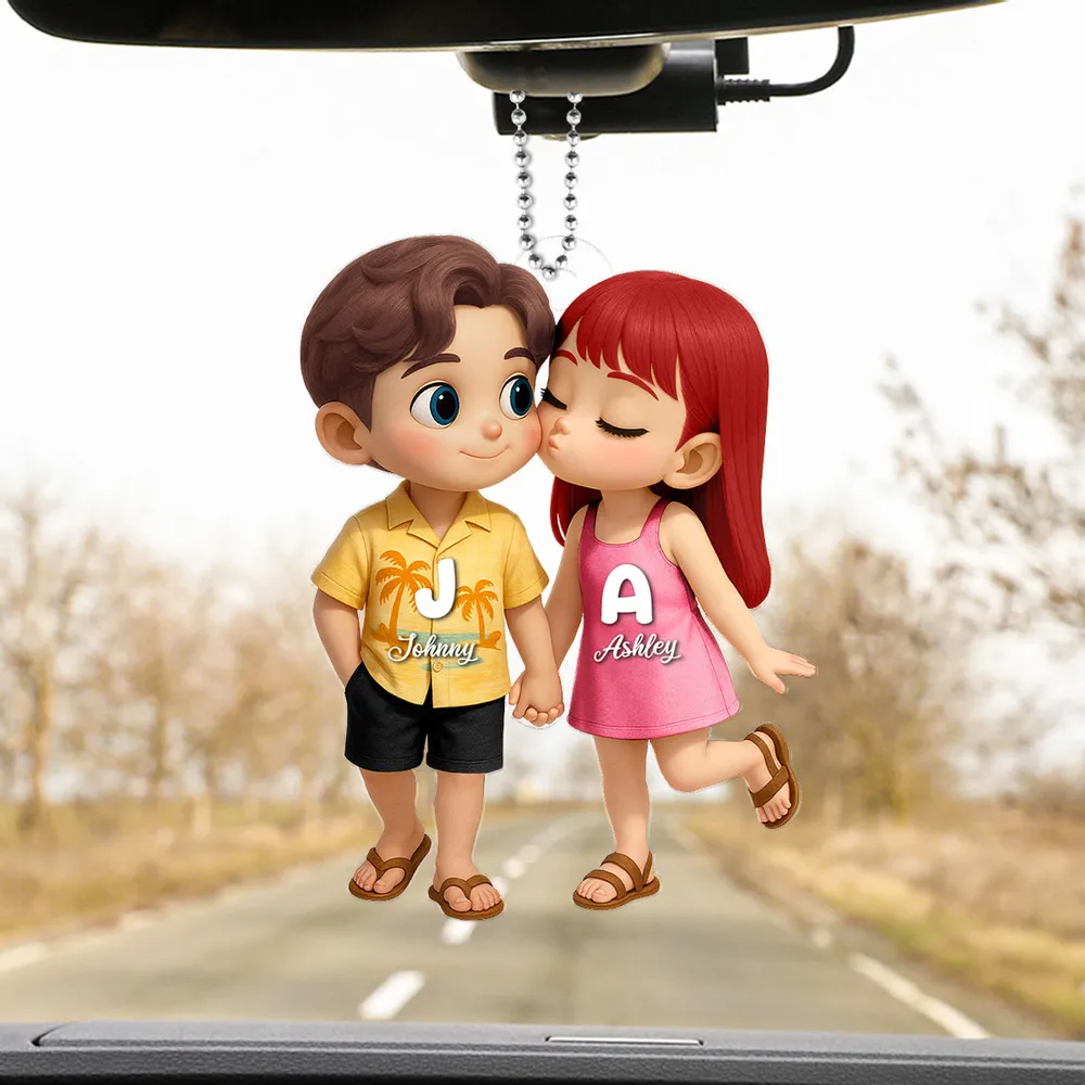Porte-clés de voiture personnalisé en acrylique – Cadeau estival pour couples