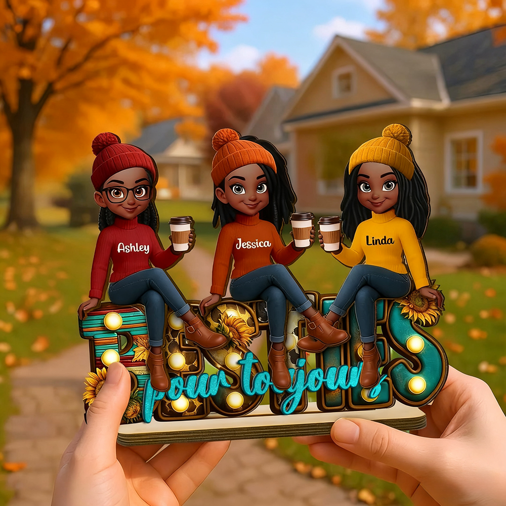 Besties pour toujours - Tableau en bois personnalisé avec 2 à 6 femmes Cadeau pour amies
