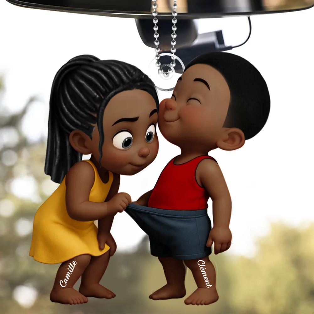 Pendentif en acrylique personnalisé avec noms, cadeau pour couple
