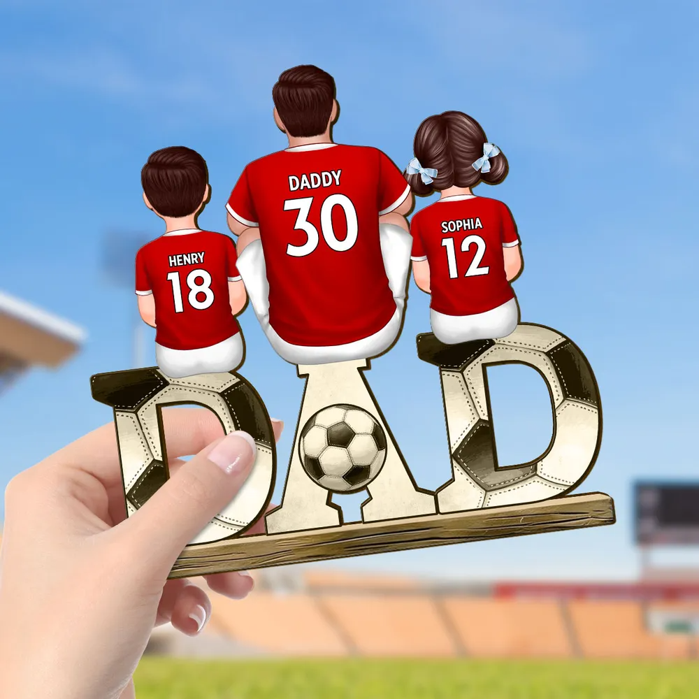 Panneau en bois personnalisé "Football DAD" – Cadeau père-enfants pour Papa