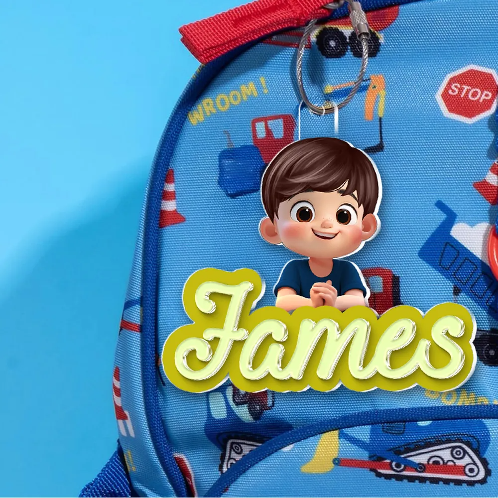 Porte-clés en acrylique personnalisé avec enfant et prénom – Cadeau pour enfants et maman