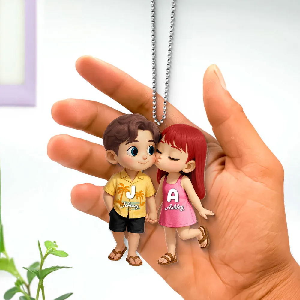 Porte-clés de voiture personnalisé en acrylique – Cadeau estival pour couples