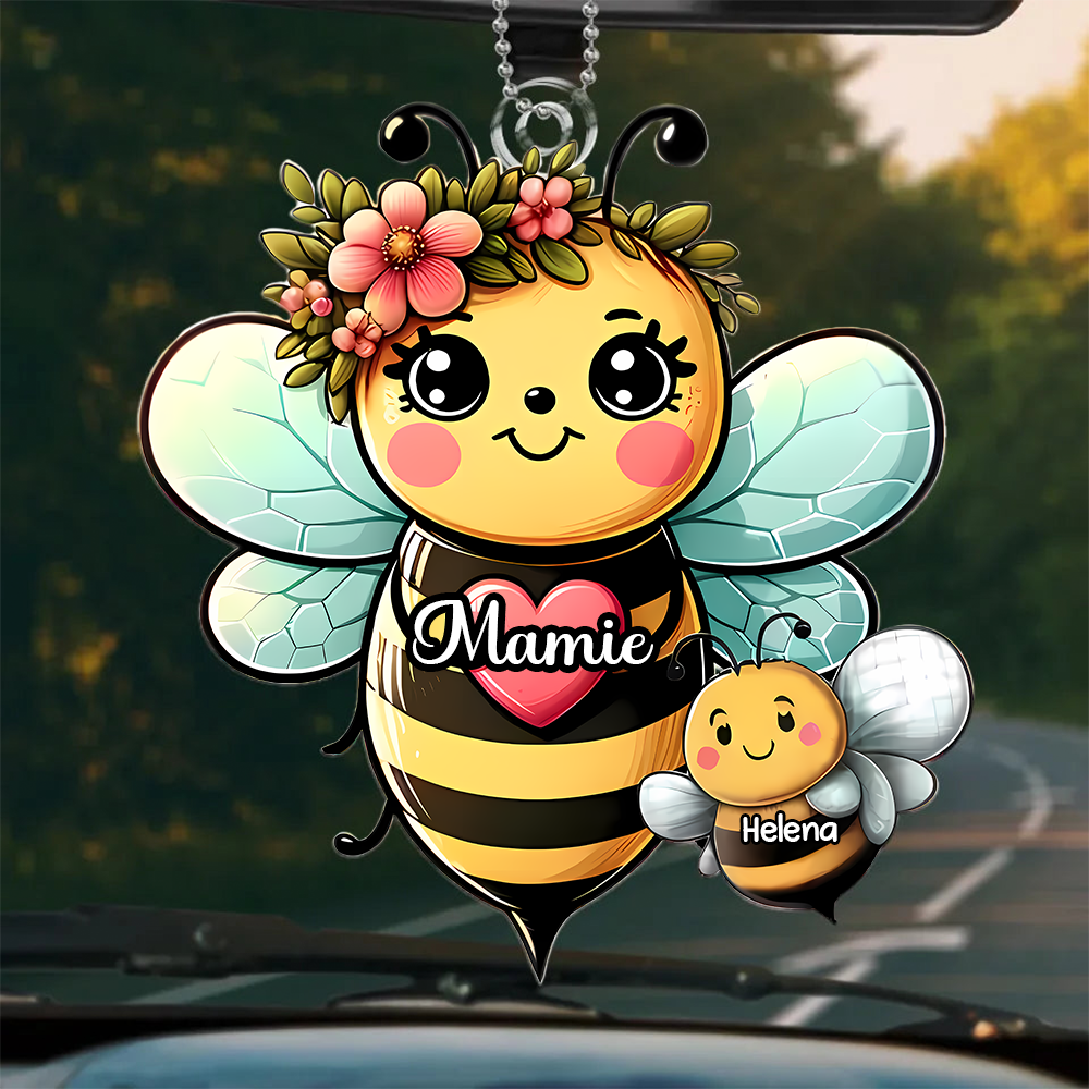 Pendentif personnalisé avec abeilles et prénom