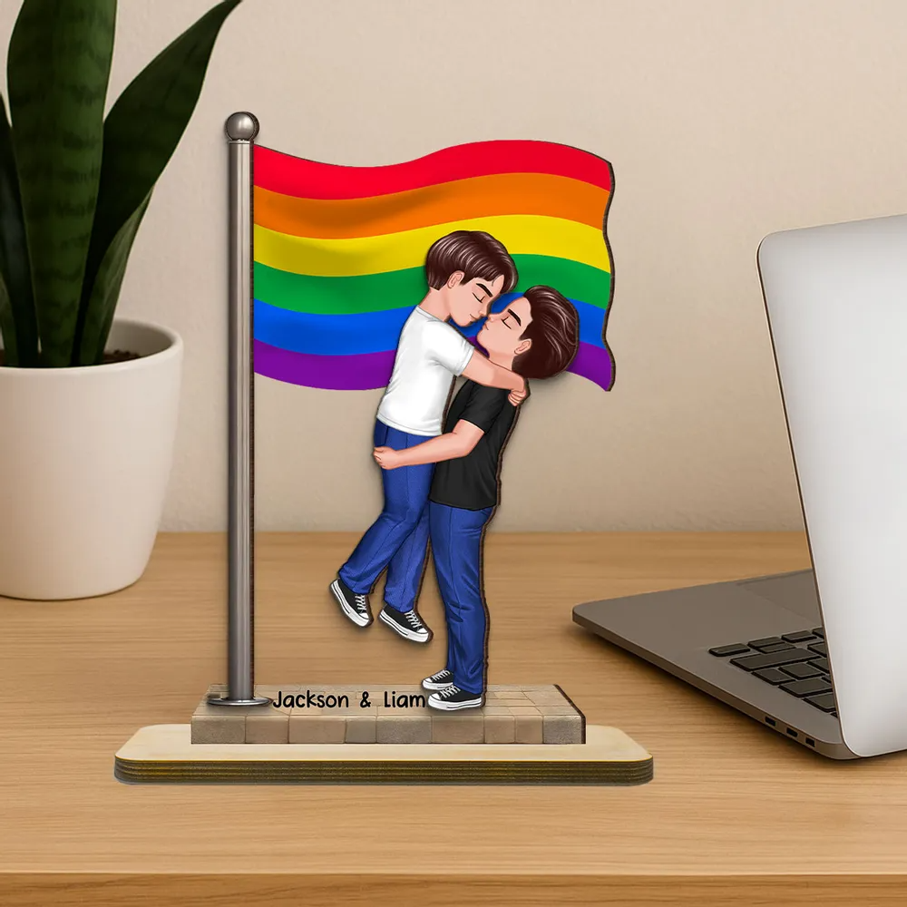 Panneau en bois personnalisé à 2 couches avec drapeau – Cadeau pour couple