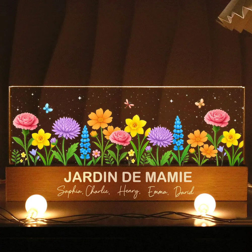Veilleuse LED personnalisée avec motif floral – Cadeau pour mamie et maman