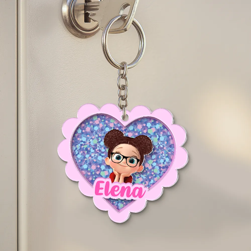 Porte-clés en acrylique avec cœur et nom – Cadeau pour enfants
