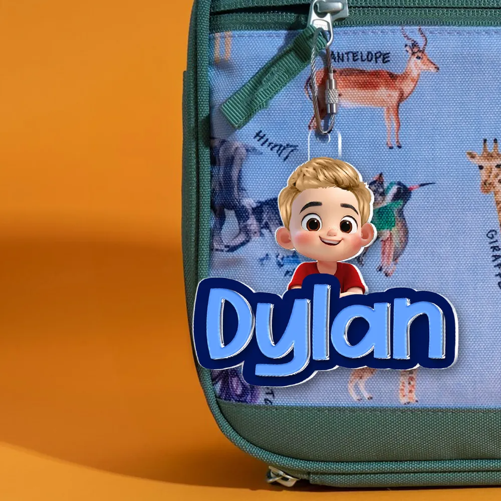 Porte-clés en acrylique personnalisé avec enfant et prénom – Cadeau pour enfants et maman