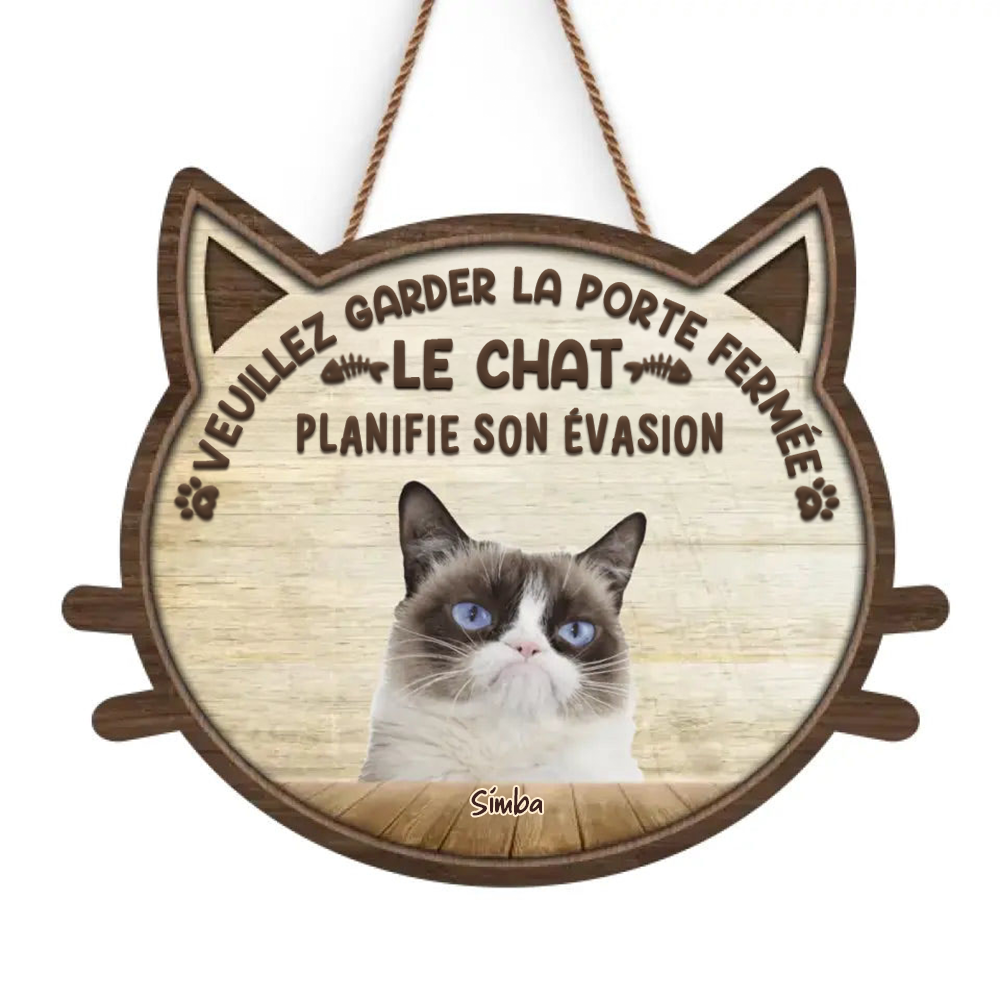 Panneau en bois personnalisé avec motif de chat – panneau photo en bois