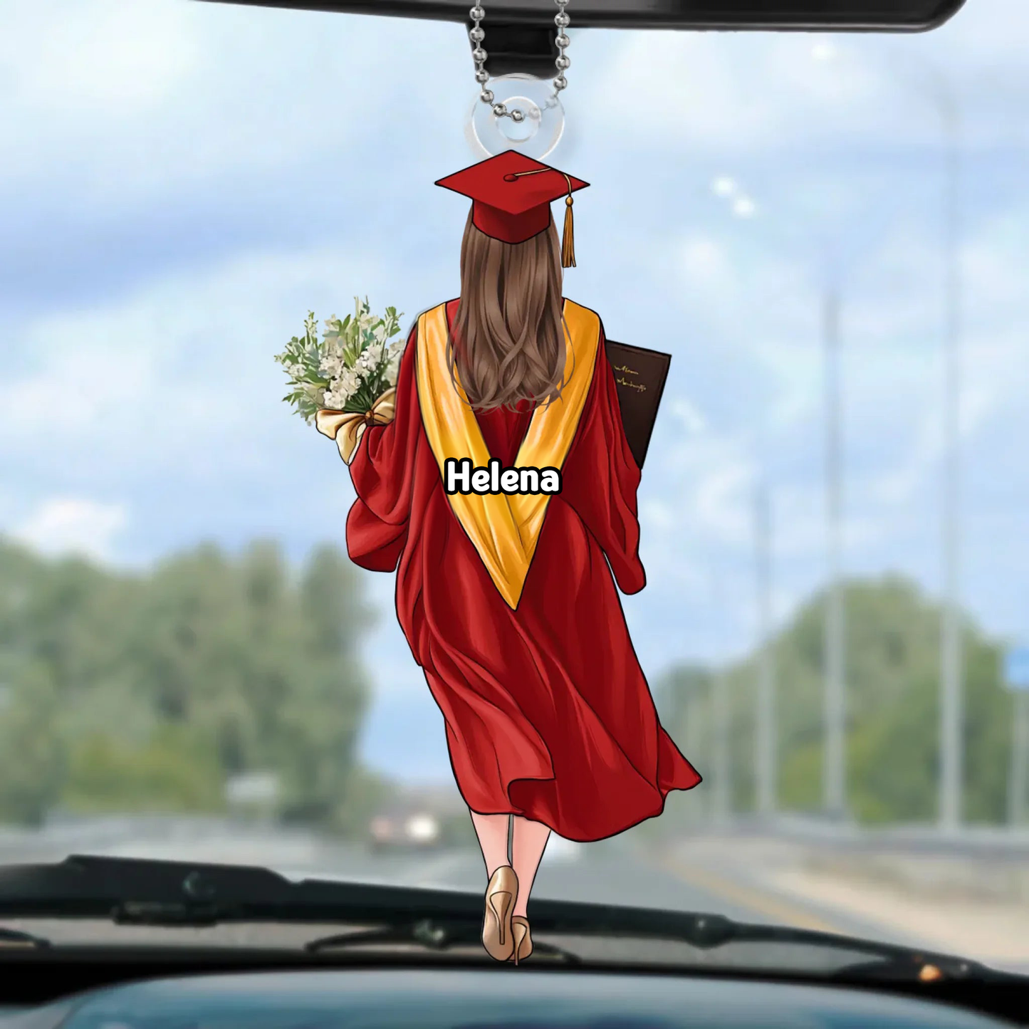 Pendentif de rétroviseur personnalisé pour femme – Cadeau de remise de diplôme pour fille