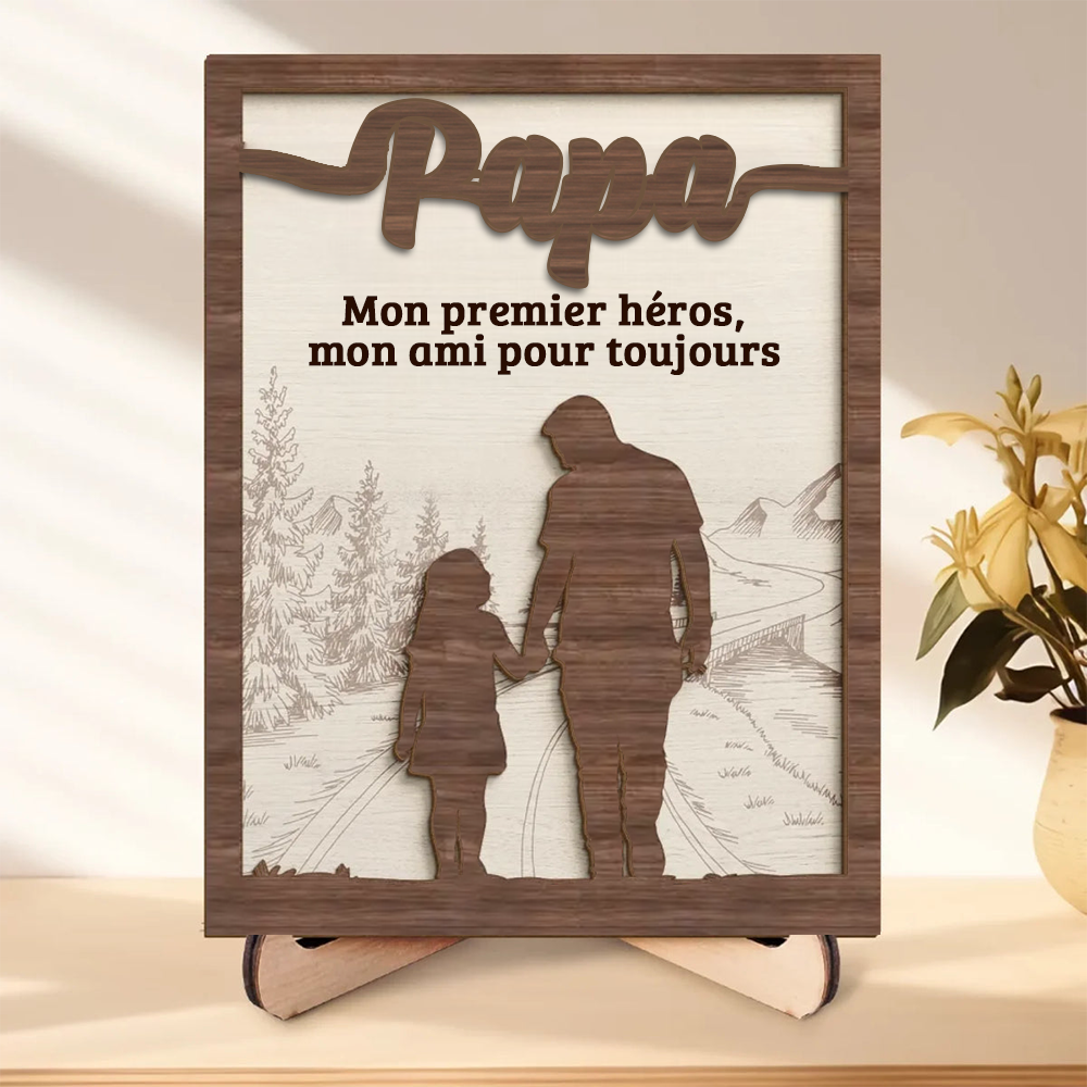 Panneau en bois personnalisé "Papa et enfant" pour père