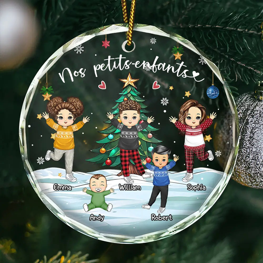 Ornement rond en verre personnalisé Décorations de Noël pour mamie et papi