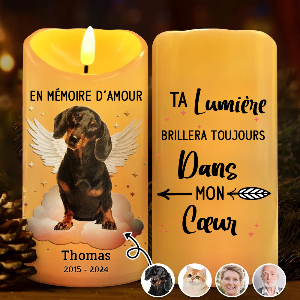 Bougie LED commémorative avec photo – En souvenir affectueux