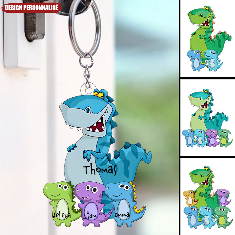 Porte-clés en acrylique personnalisé – Dinosaure pour Papi