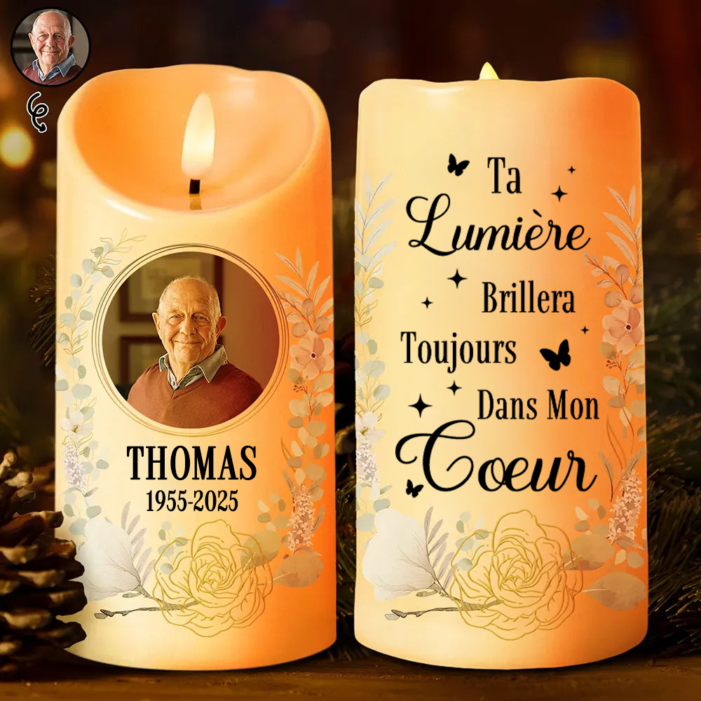 Ta lumière... Bougie LED avec photo – Bougie commémorative