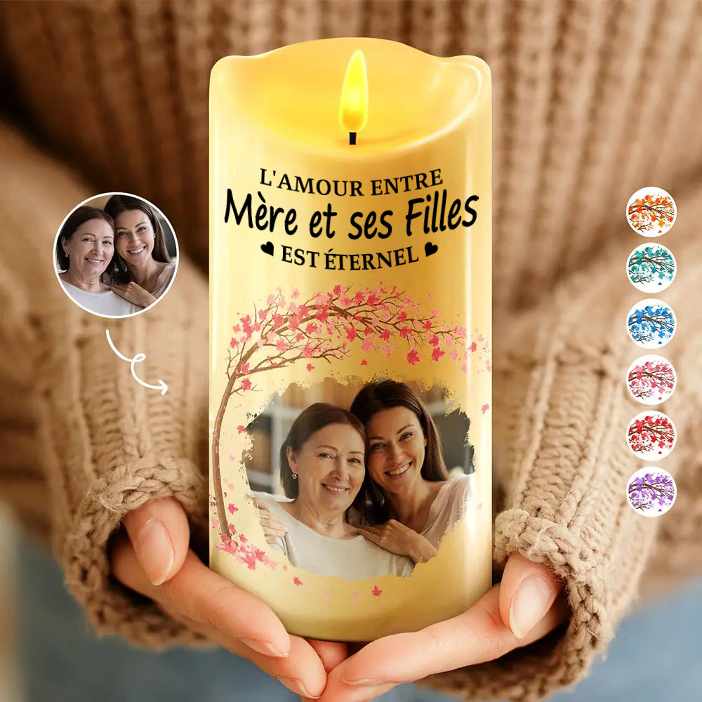 L’amour entre... est éternel – Bougie LED personnalisée avec photo
