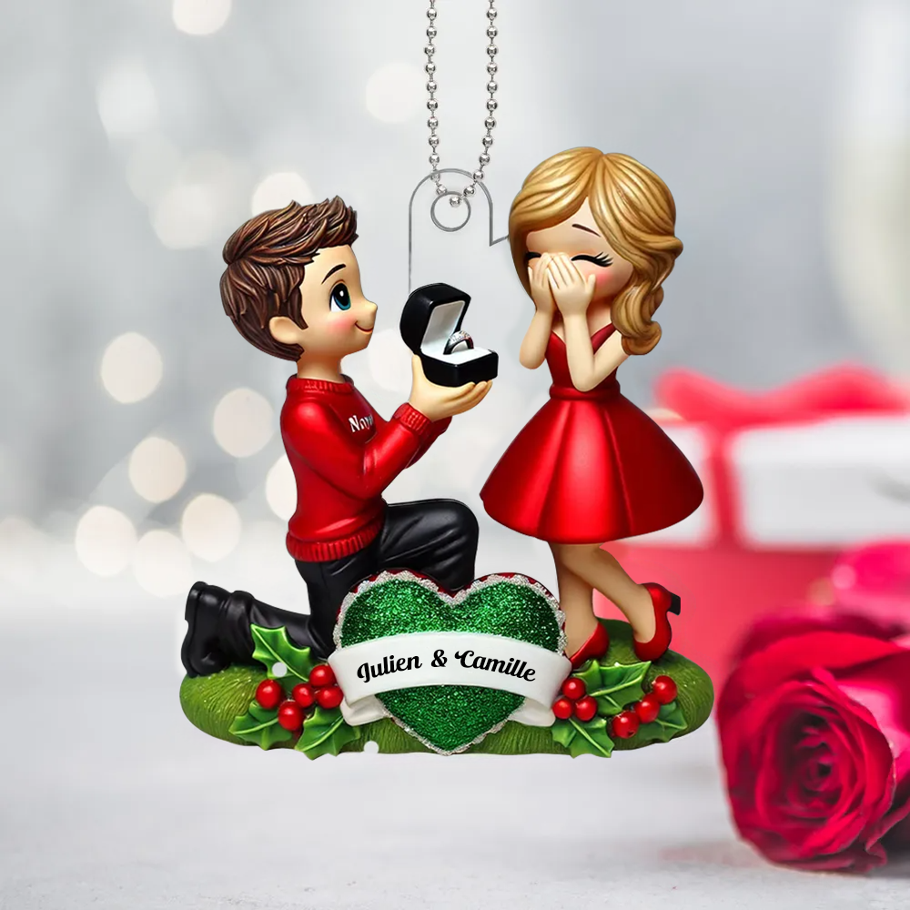 Demande en mariage – Pendentif en acrylique personnalisé avec noms, cadeau pour couple
