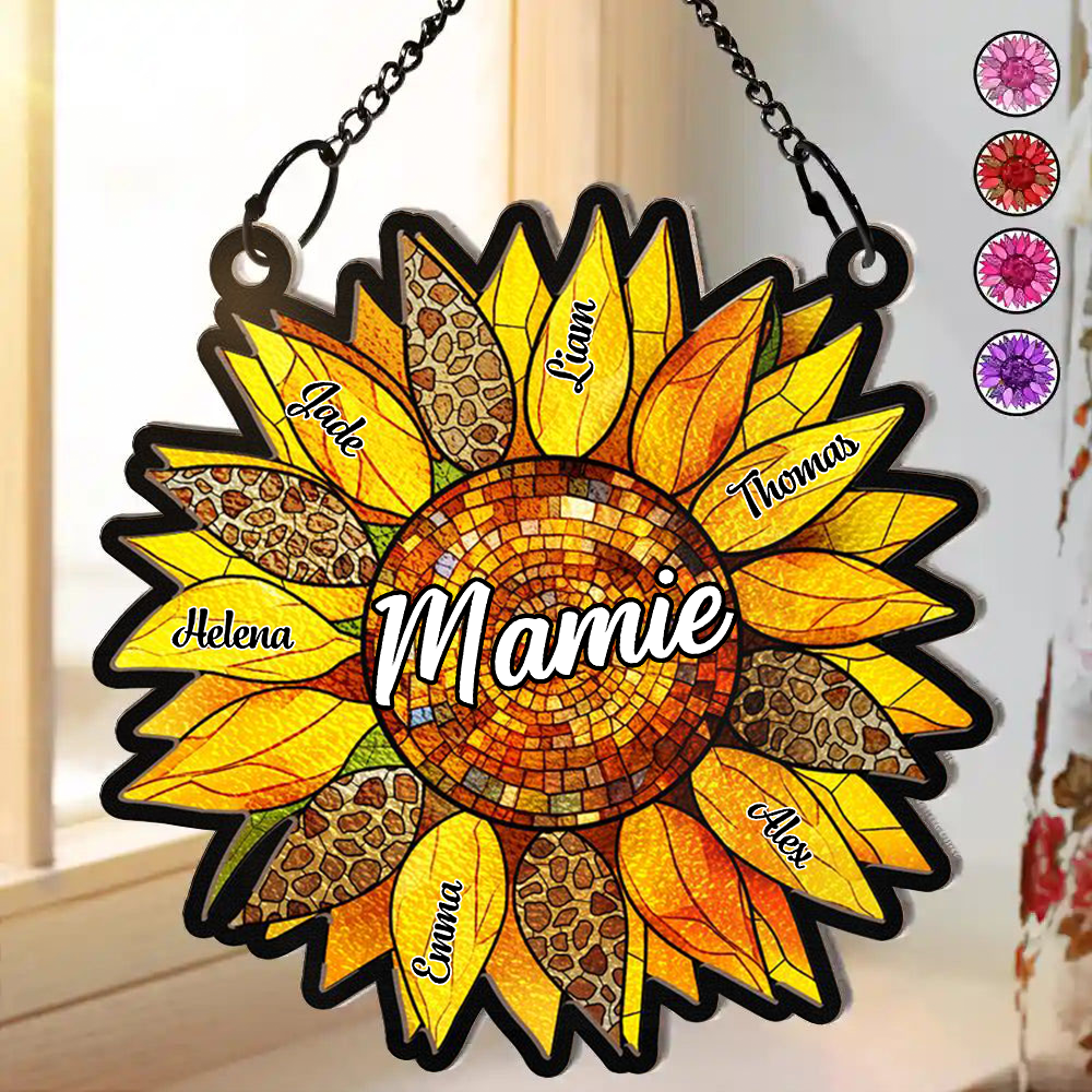 Attrape-soleil tournesol personnalisé avec prénom – Cadeau pour Mamie
